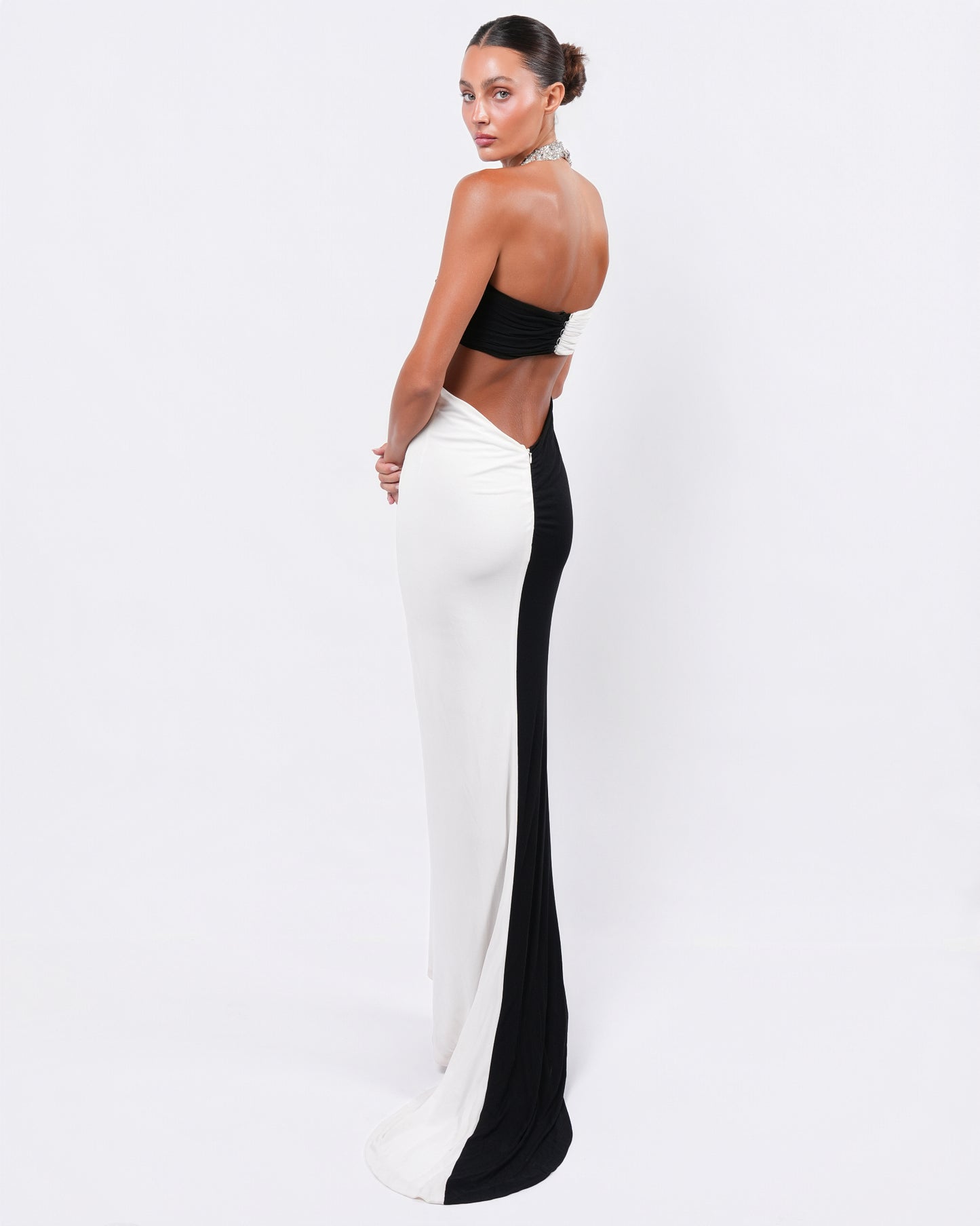 c. 1990s Embellished Bicolor Gown