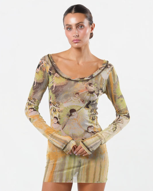 SS 2004 Degas Print Micro Mini Dress