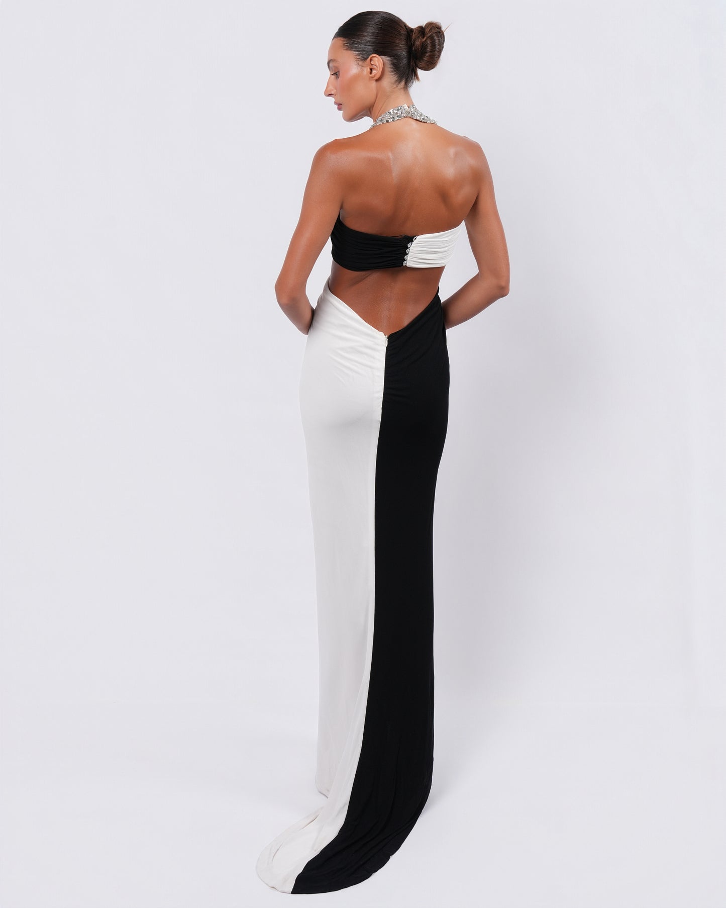 c. 1990s Embellished Bicolor Gown