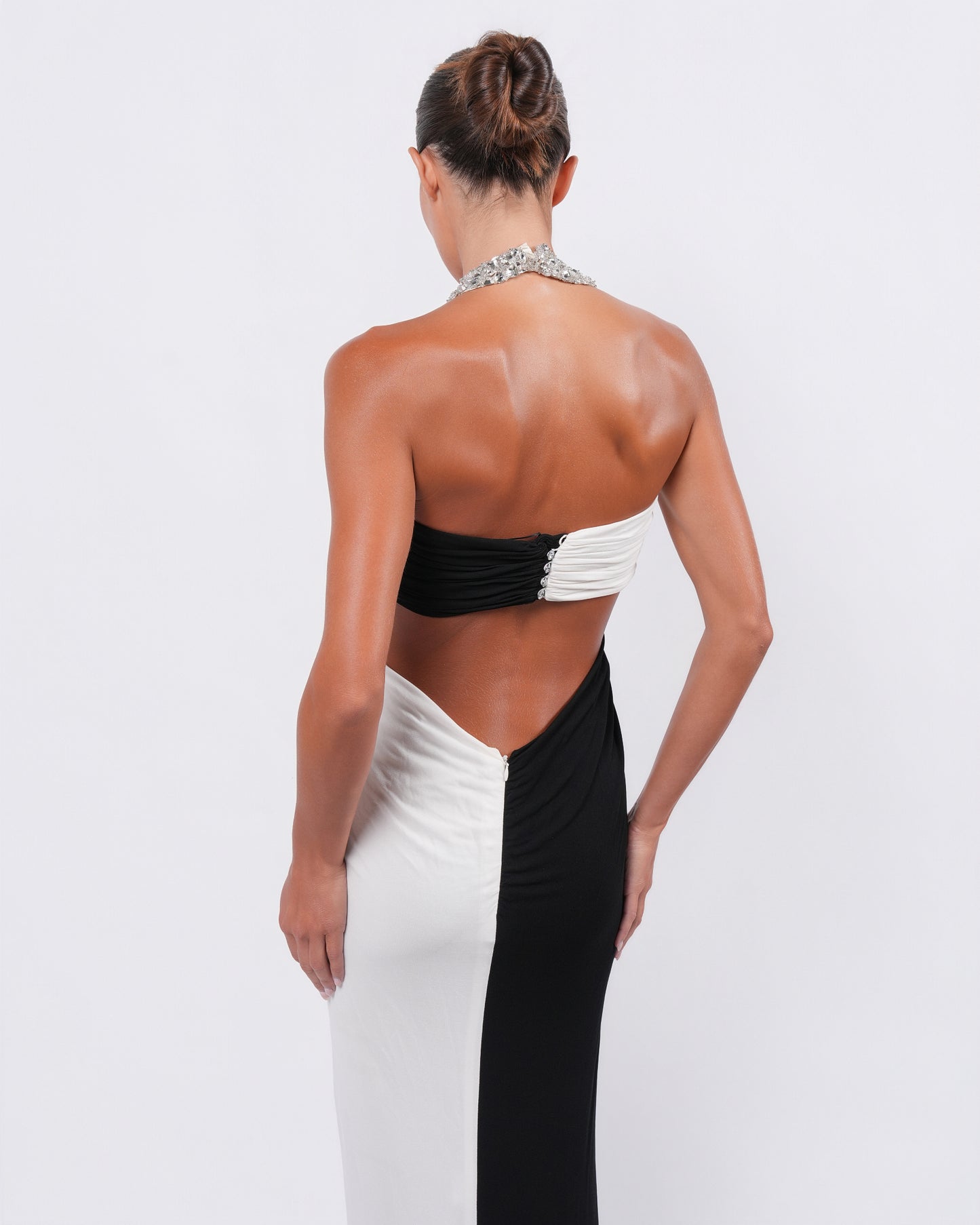 c. 1990s Embellished Bicolor Gown