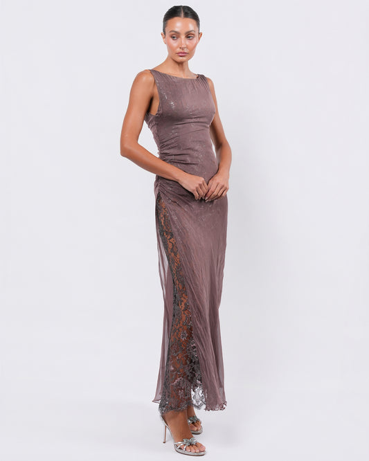 FW 1997 Runway Gown With Lace Underlayer