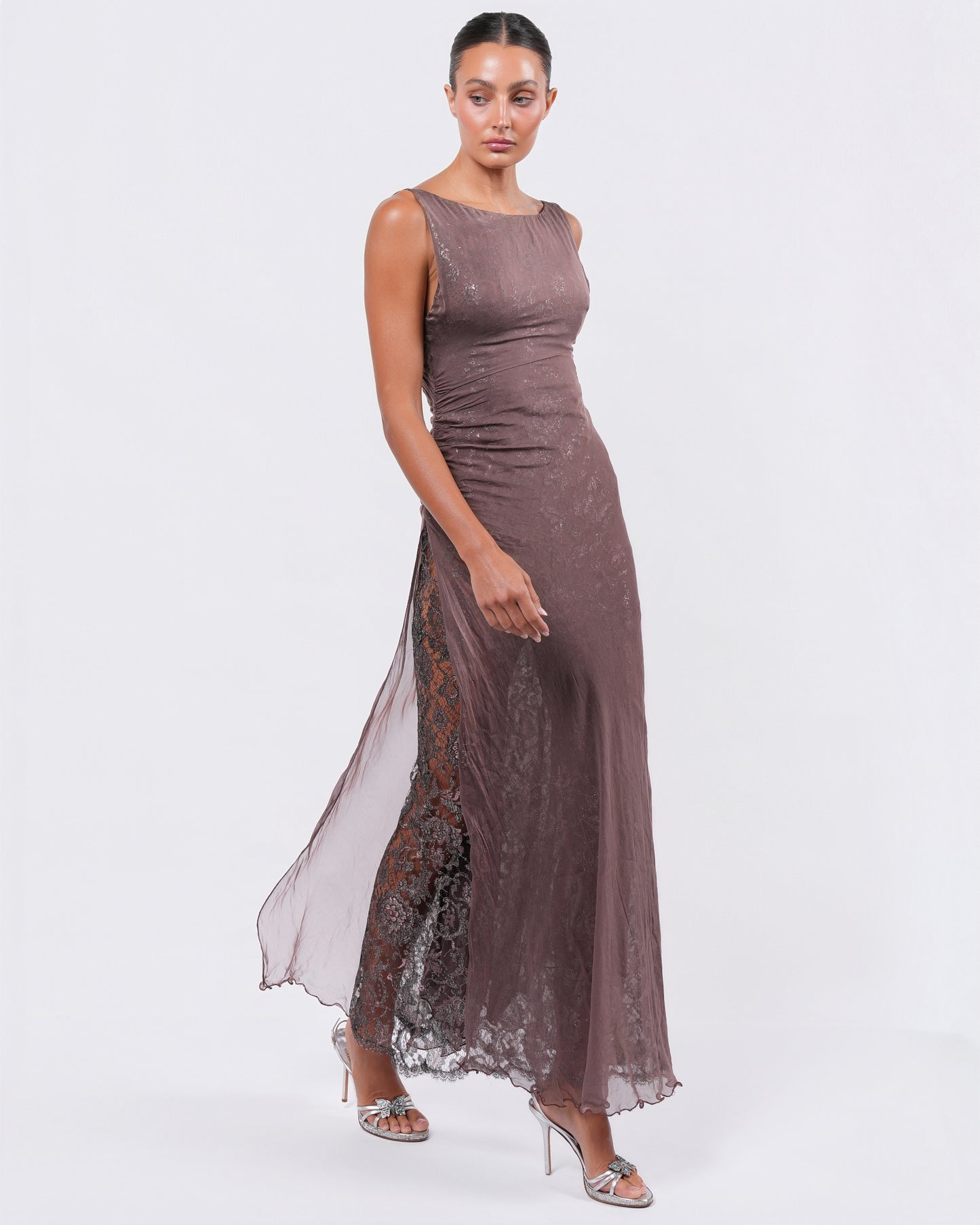 FW 1997 Runway Gown With Lace Underlayer