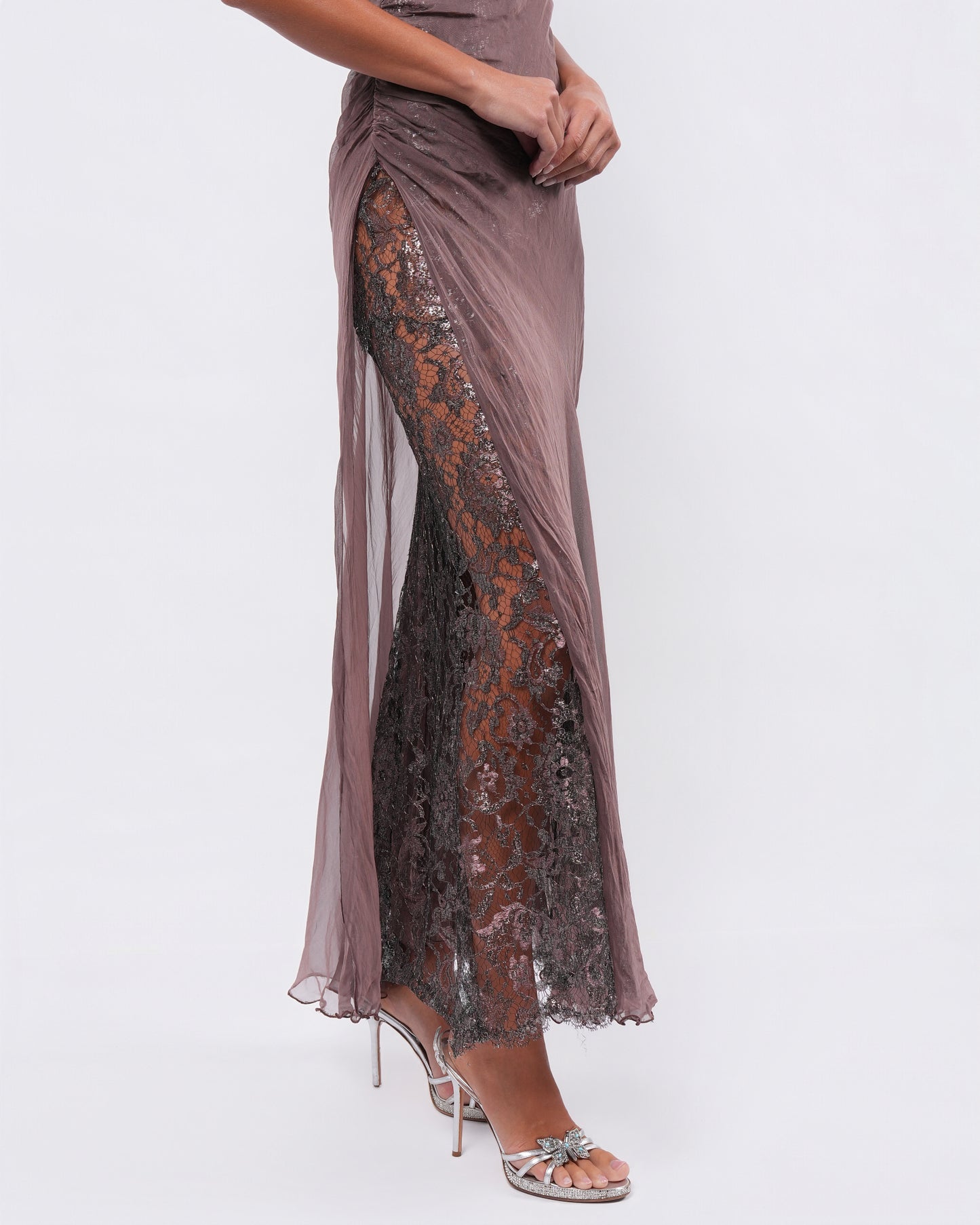 FW 1997 Runway Gown With Lace Underlayer