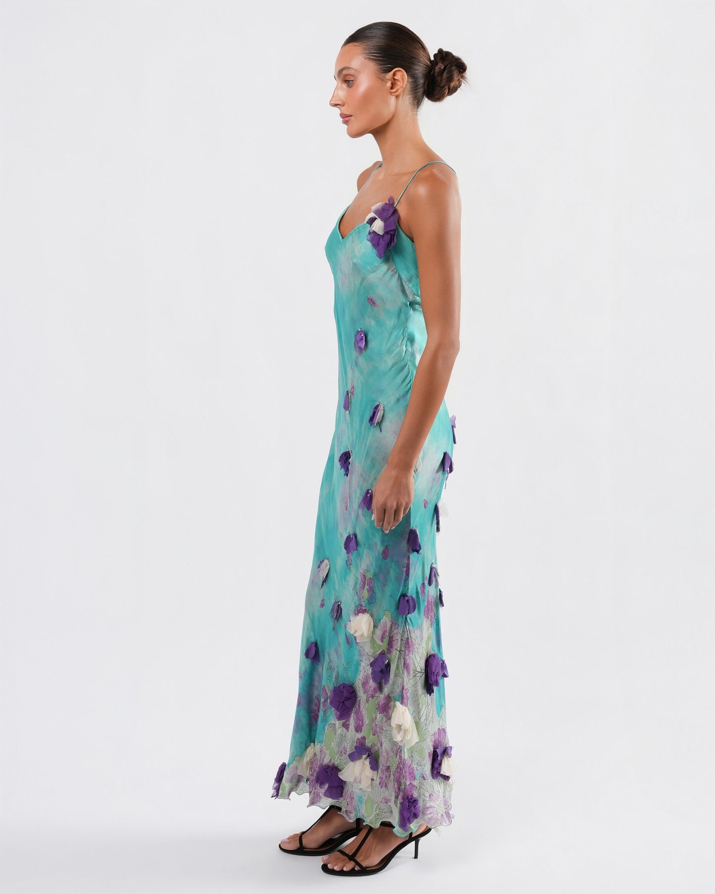 SS 2001 Silk Flower Embellished Gown