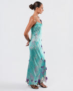 SS 2001 Silk Flower Embellished Gown