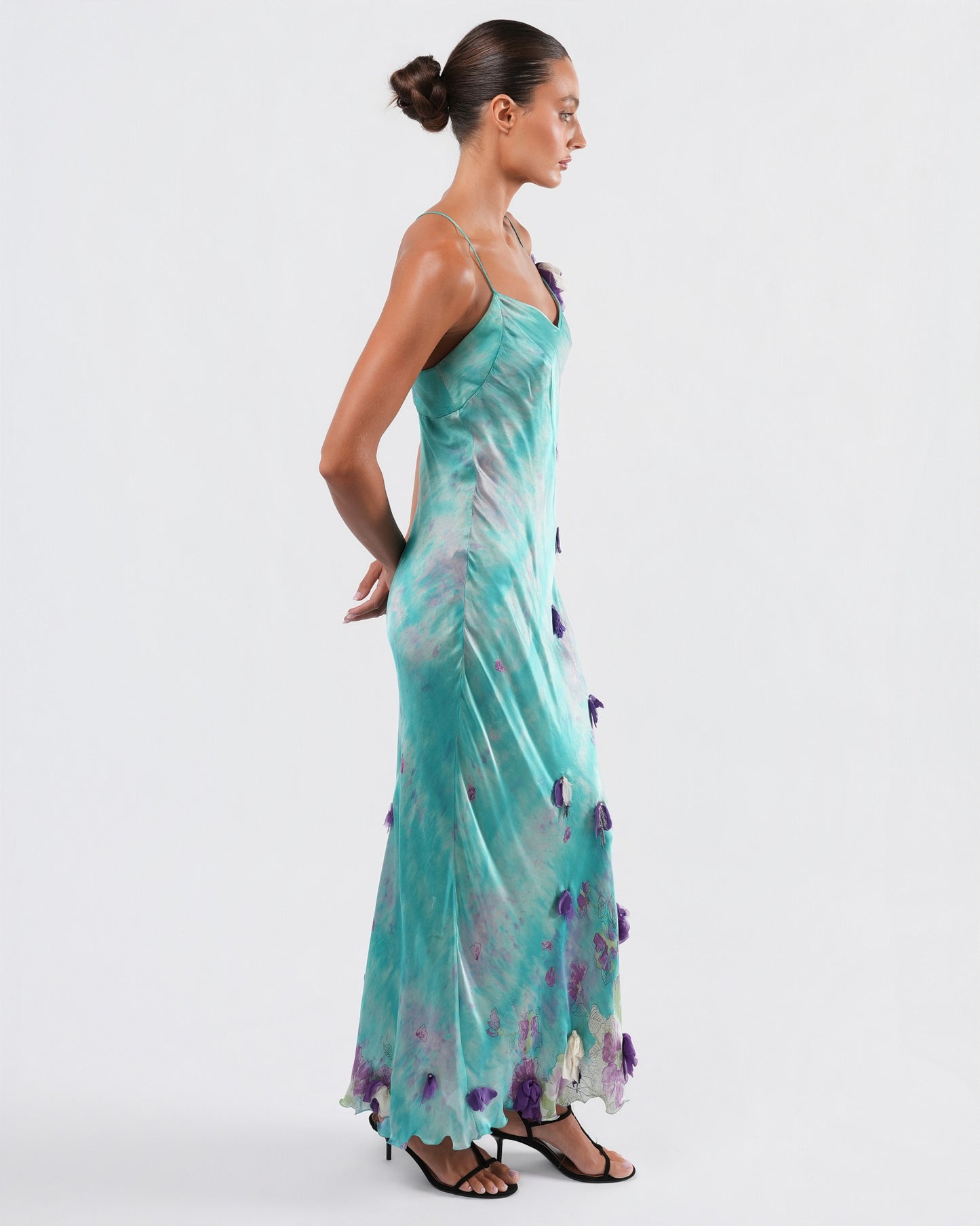 SS 2001 Silk Flower Embellished Gown