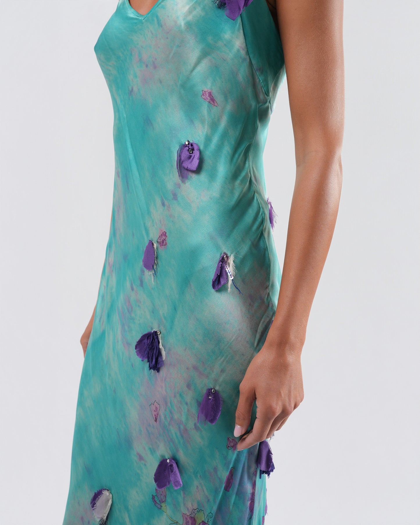 SS 2001 Silk Flower Embellished Gown