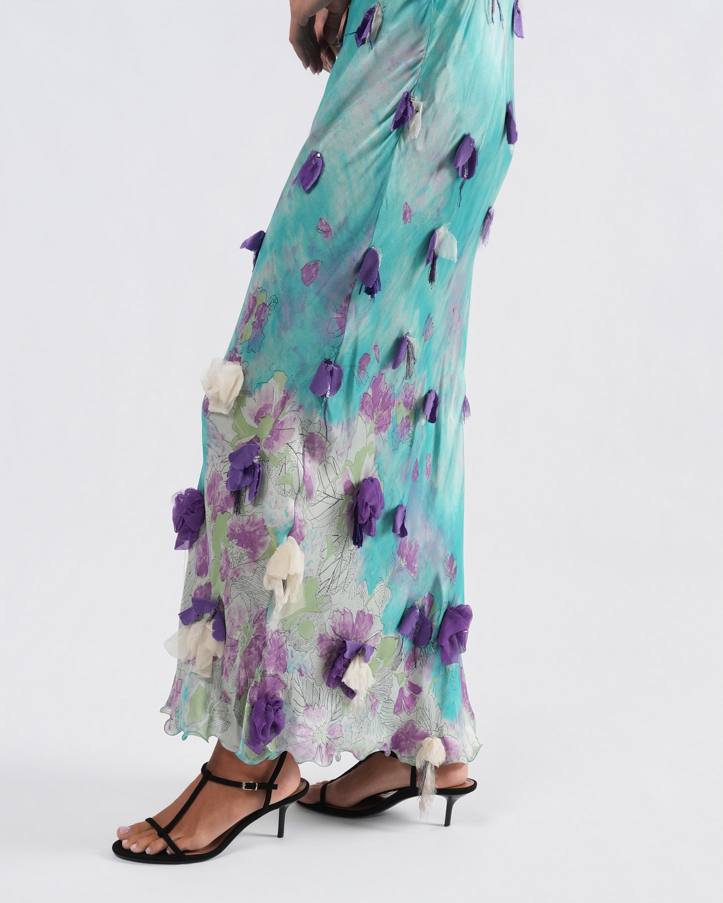 SS 2001 Silk Flower Embellished Gown
