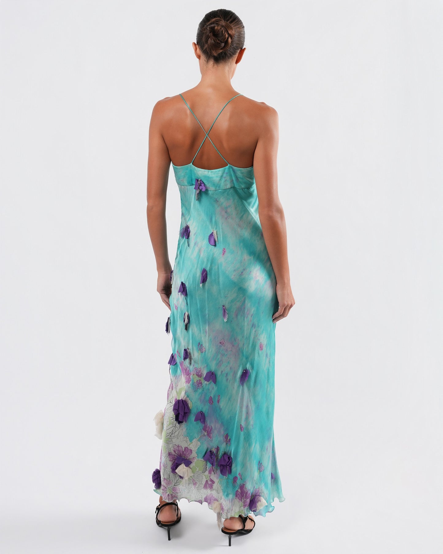 SS 2001 Silk Flower Embellished Gown