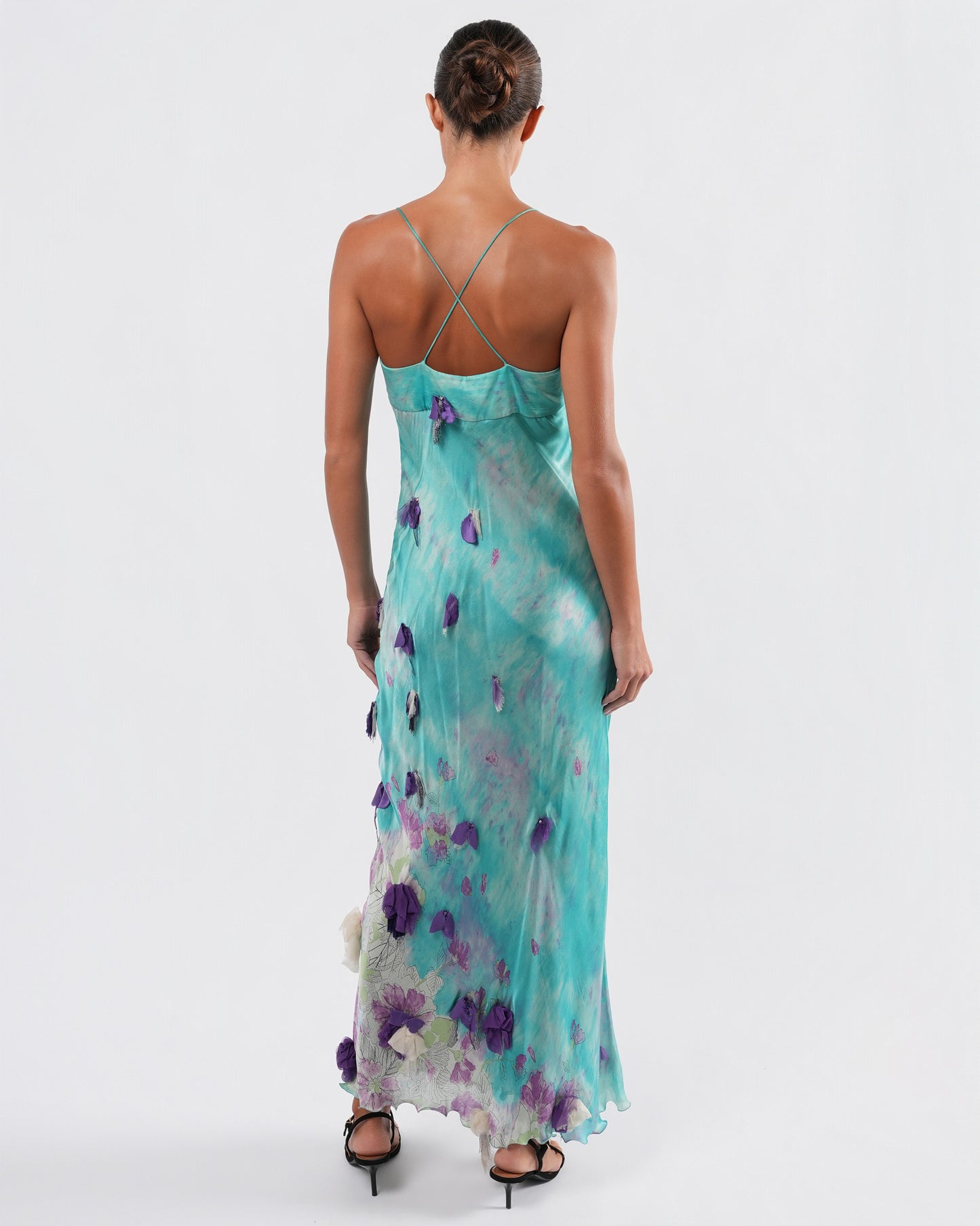 SS 2001 Silk Flower Embellished Gown