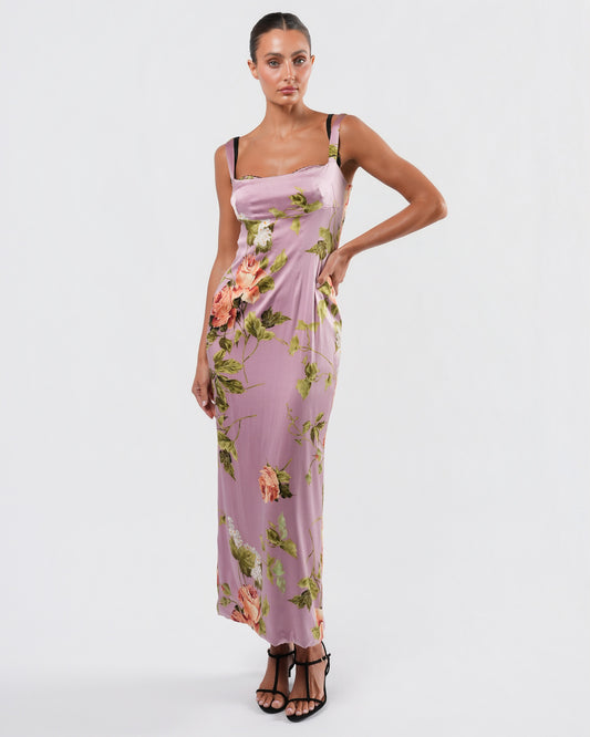 SS 1997 Silk Floral Dress And Bra Set