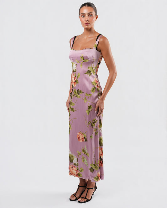 SS 1997 Silk Floral Dress And Bra Set