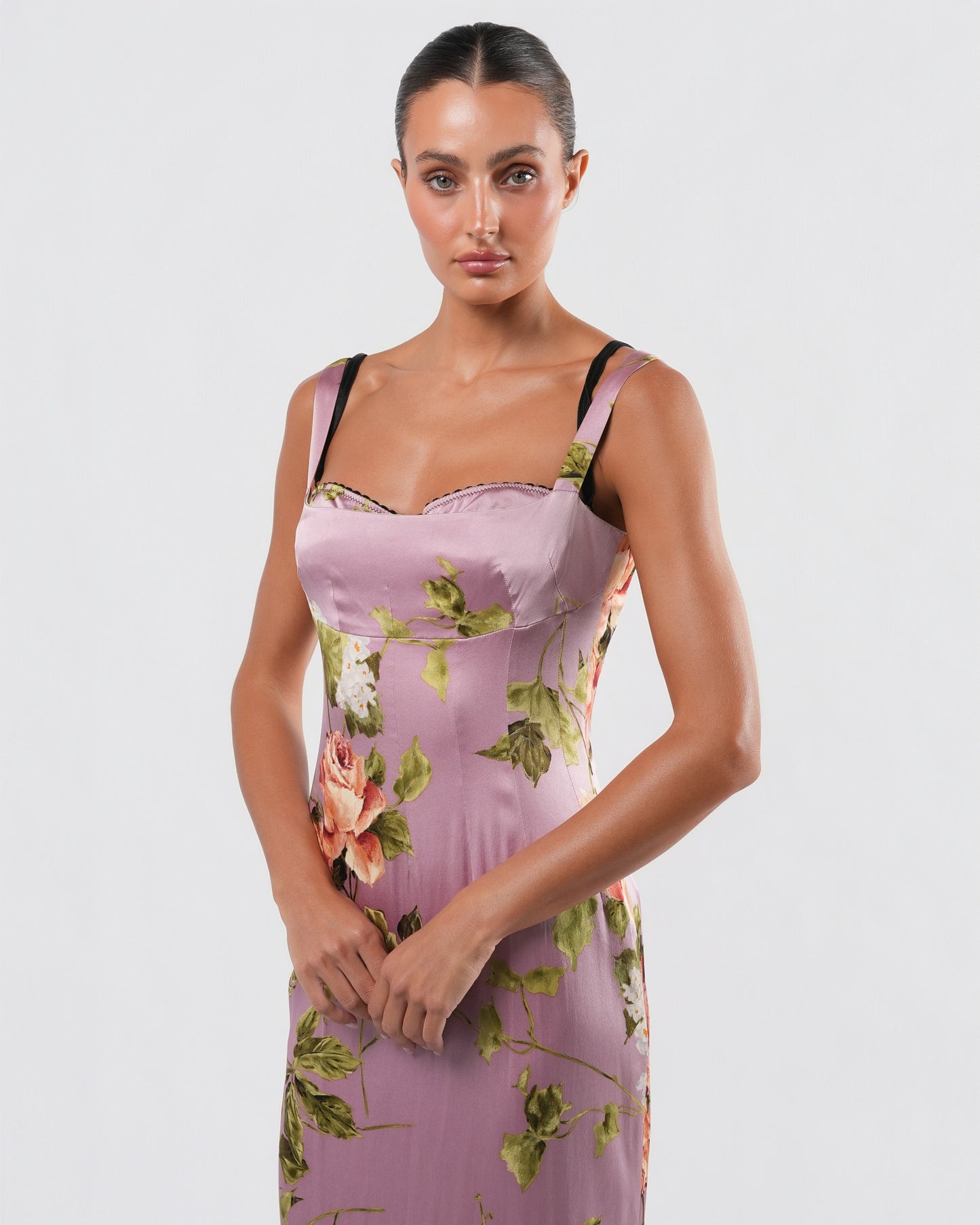SS 1997 Silk Floral Dress And Bra Set