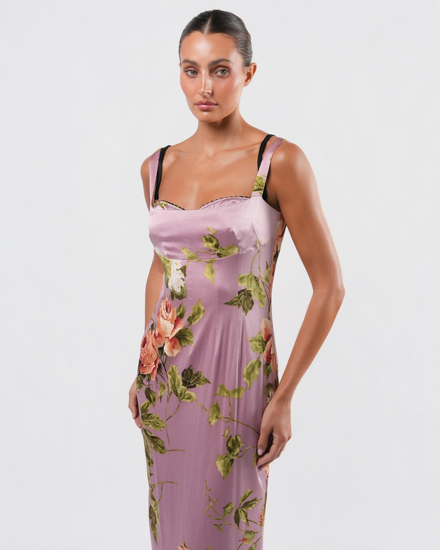 SS 1997 Silk Floral Dress And Bra Set