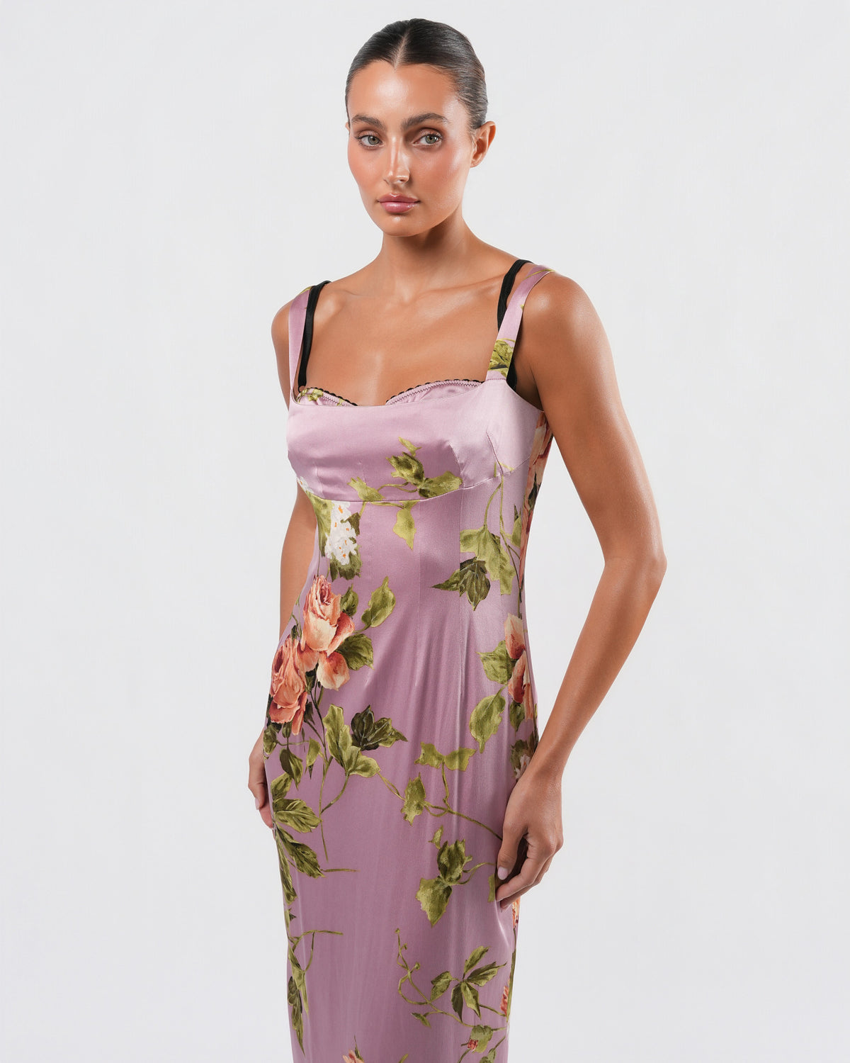 SS 1997 Silk Floral Dress And Bra Set