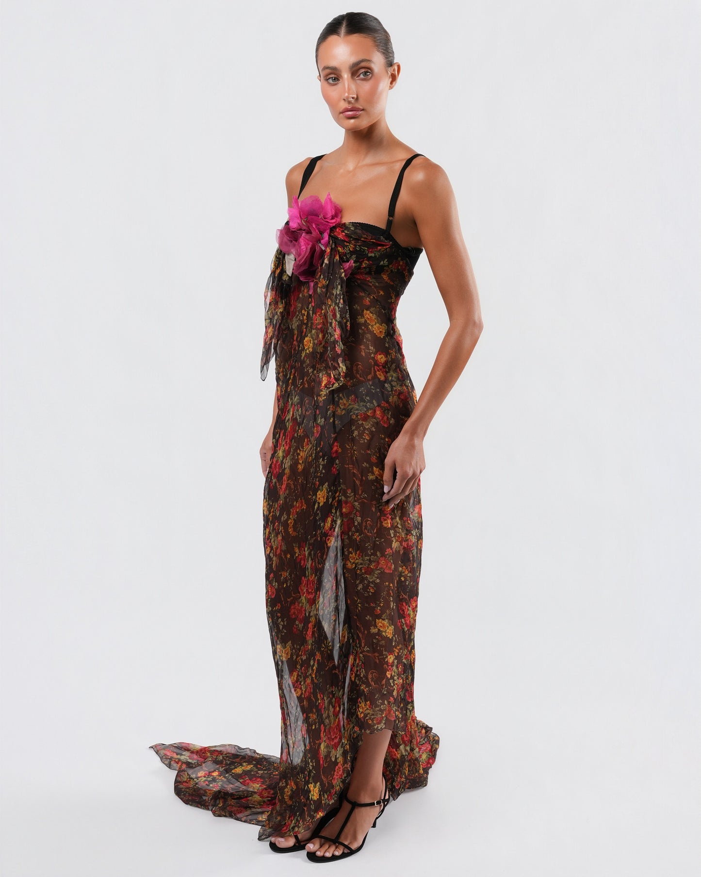SS 2000 Floral Gown With Train