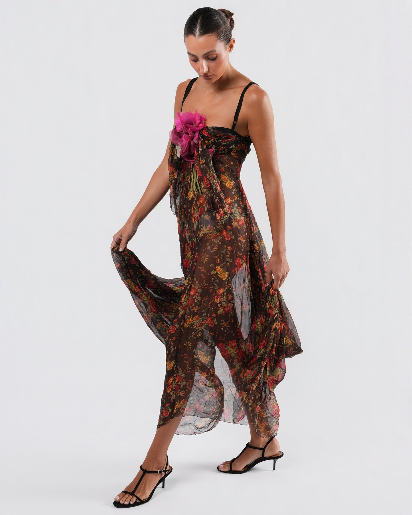 SS 2000 Floral Gown With Train