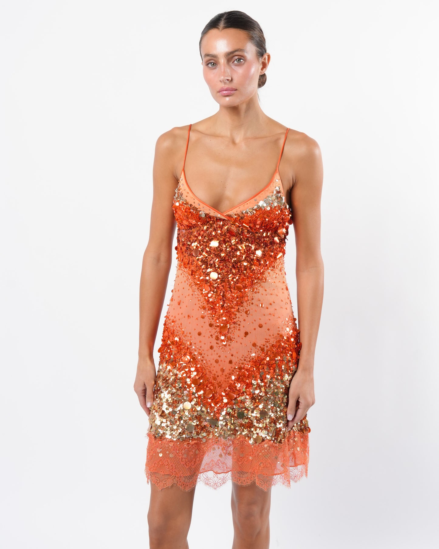 2005 Sequin and Lace Mini Dress