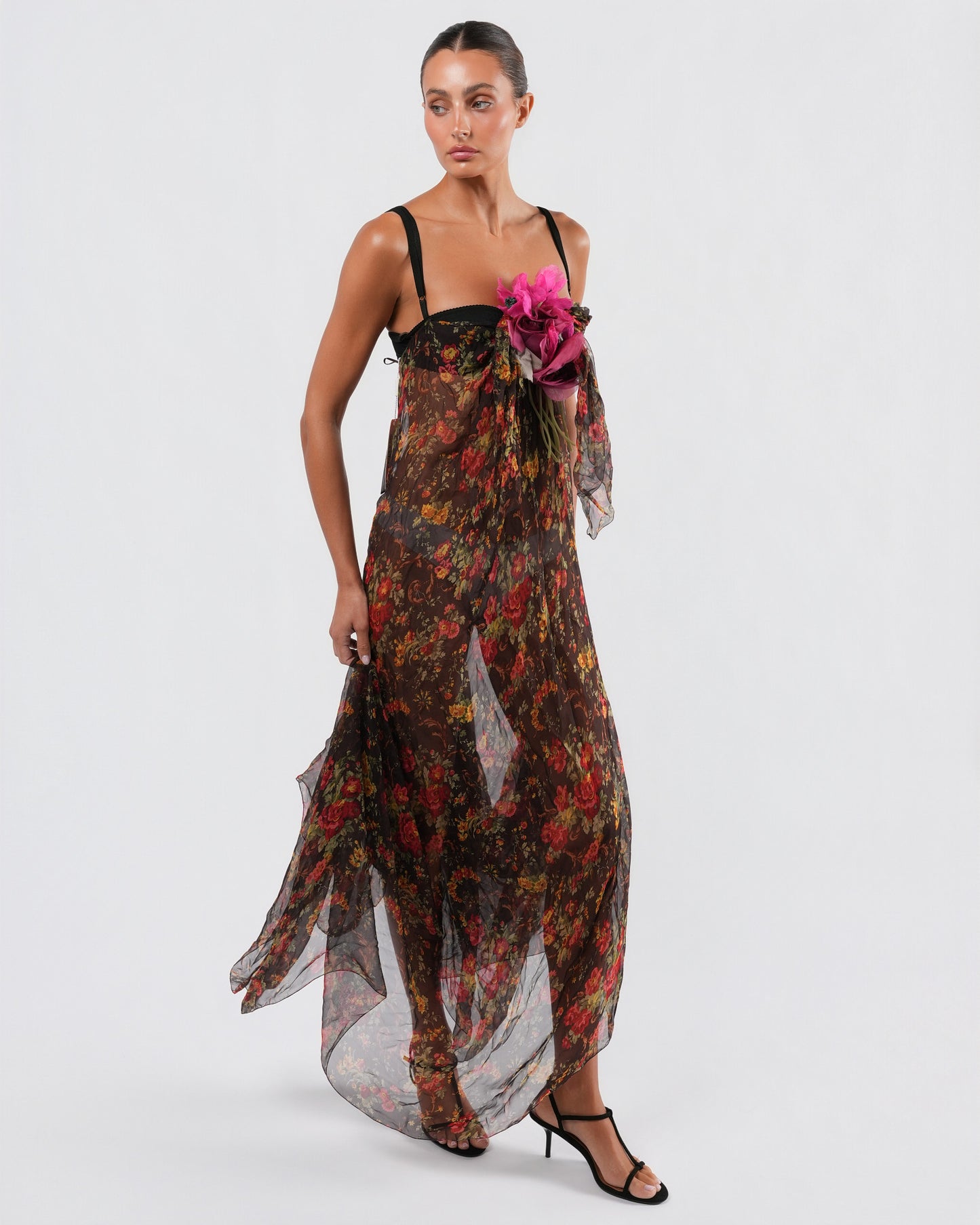 SS 2000 Floral Gown With Train