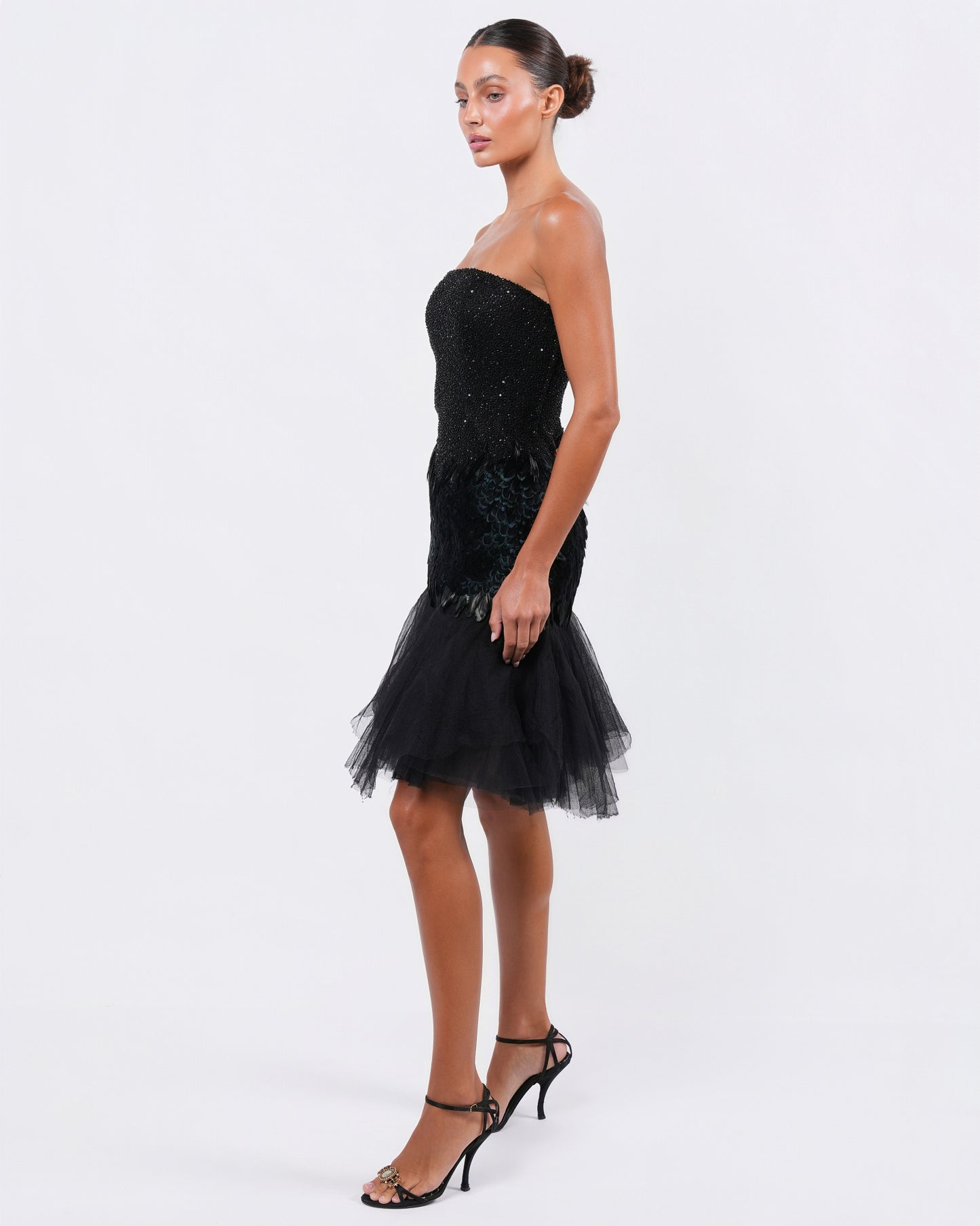 FW 2008 Beaded Dress with Feather and Tulle Detail