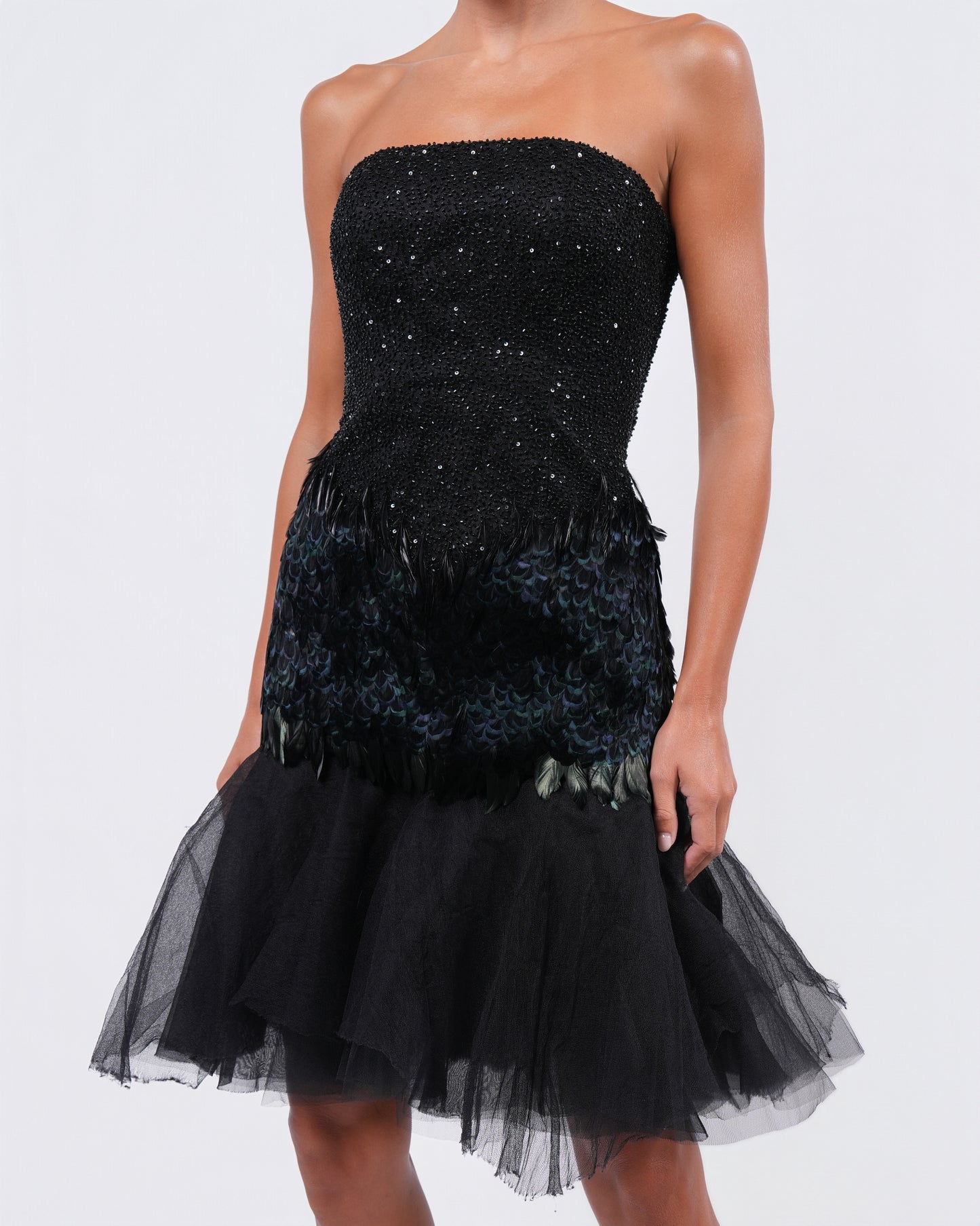 FW 2008 Beaded Dress with Feather and Tulle Detail