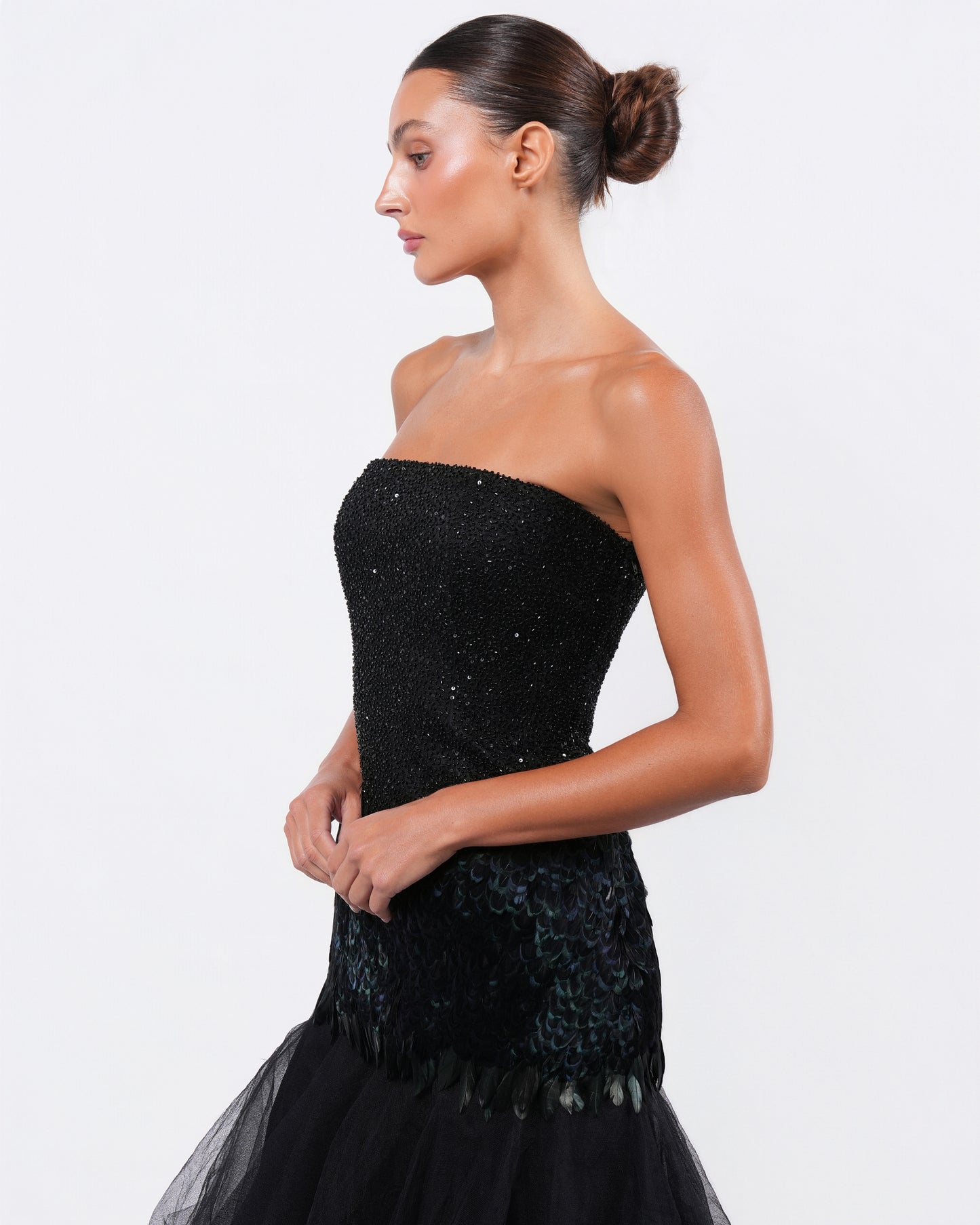 FW 2008 Beaded Dress with Feather and Tulle Detail