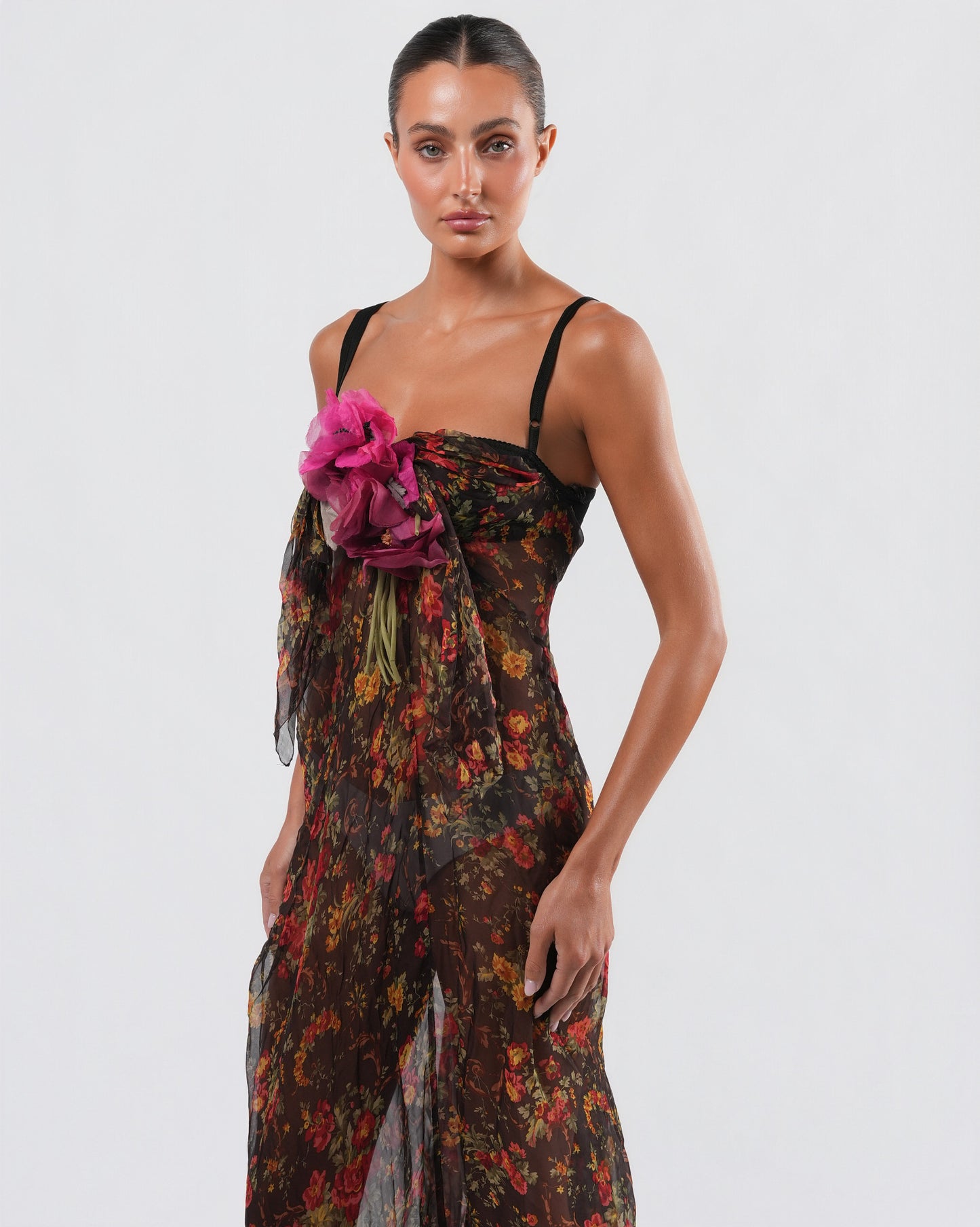 SS 2000 Floral Gown With Train