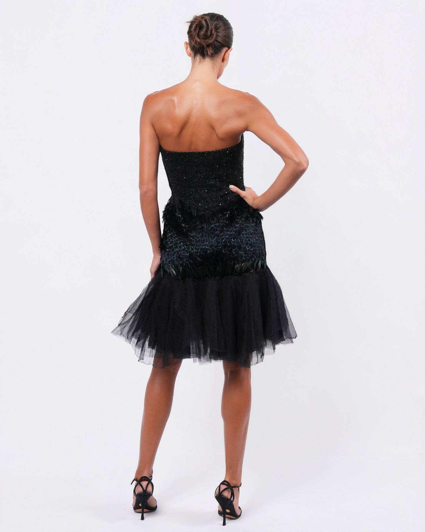 FW 2008 Beaded Dress with Feather and Tulle Detail
