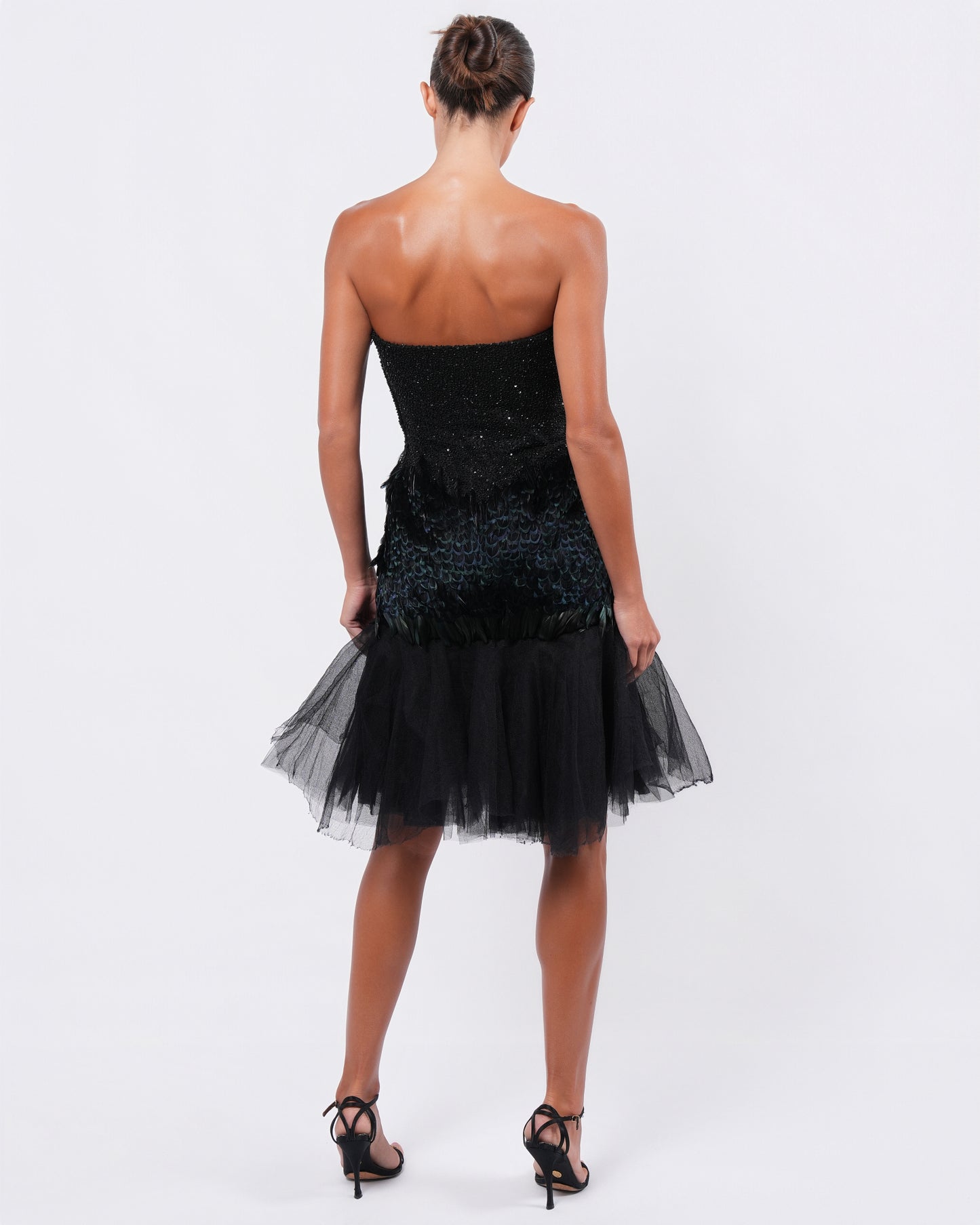 FW 2008 Beaded Dress with Feather and Tulle Detail