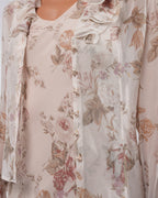 FW 1997 Floral Silk Dress And Jacket With Rose Buttons