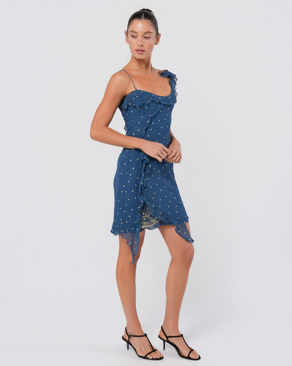 FW 2002 Polka Dot Mini Dress With Lace Detail
