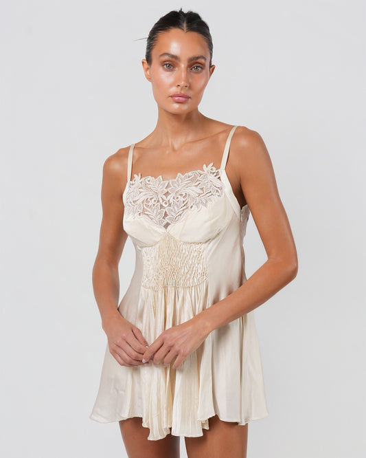 SS 1994 Crushed Silk Beaded Runway Mini Dress