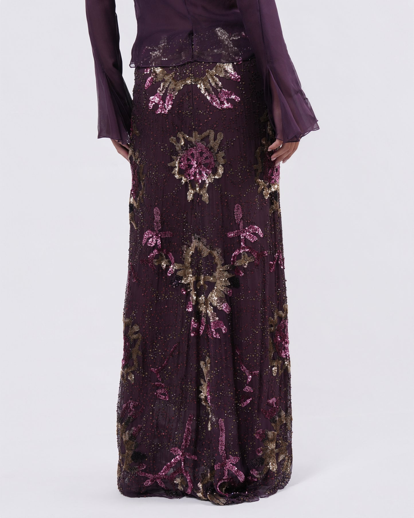 FW 2002 Beaded Skirt and Silk Shirt Set
