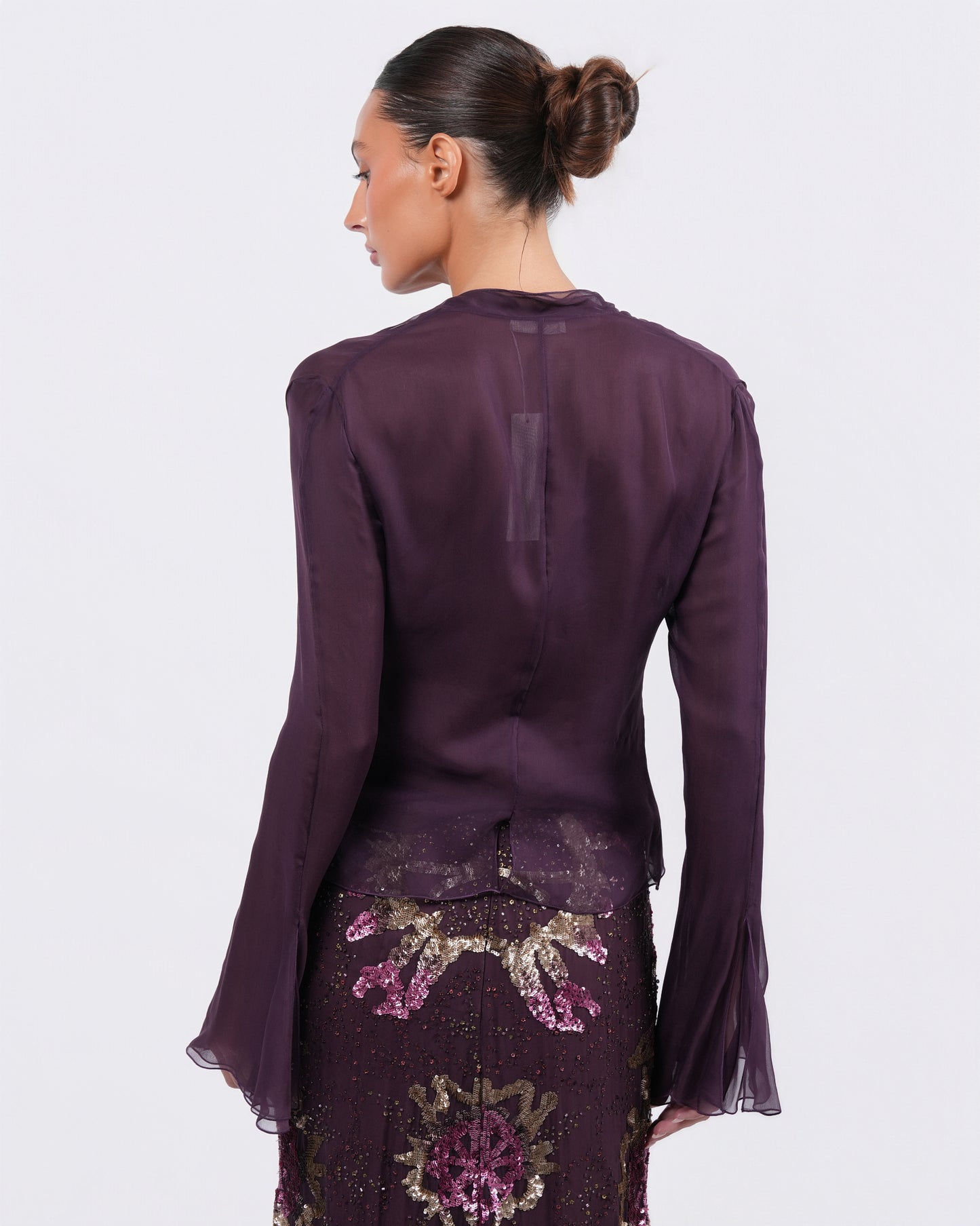 FW 2002 Beaded Skirt and Silk Shirt Set