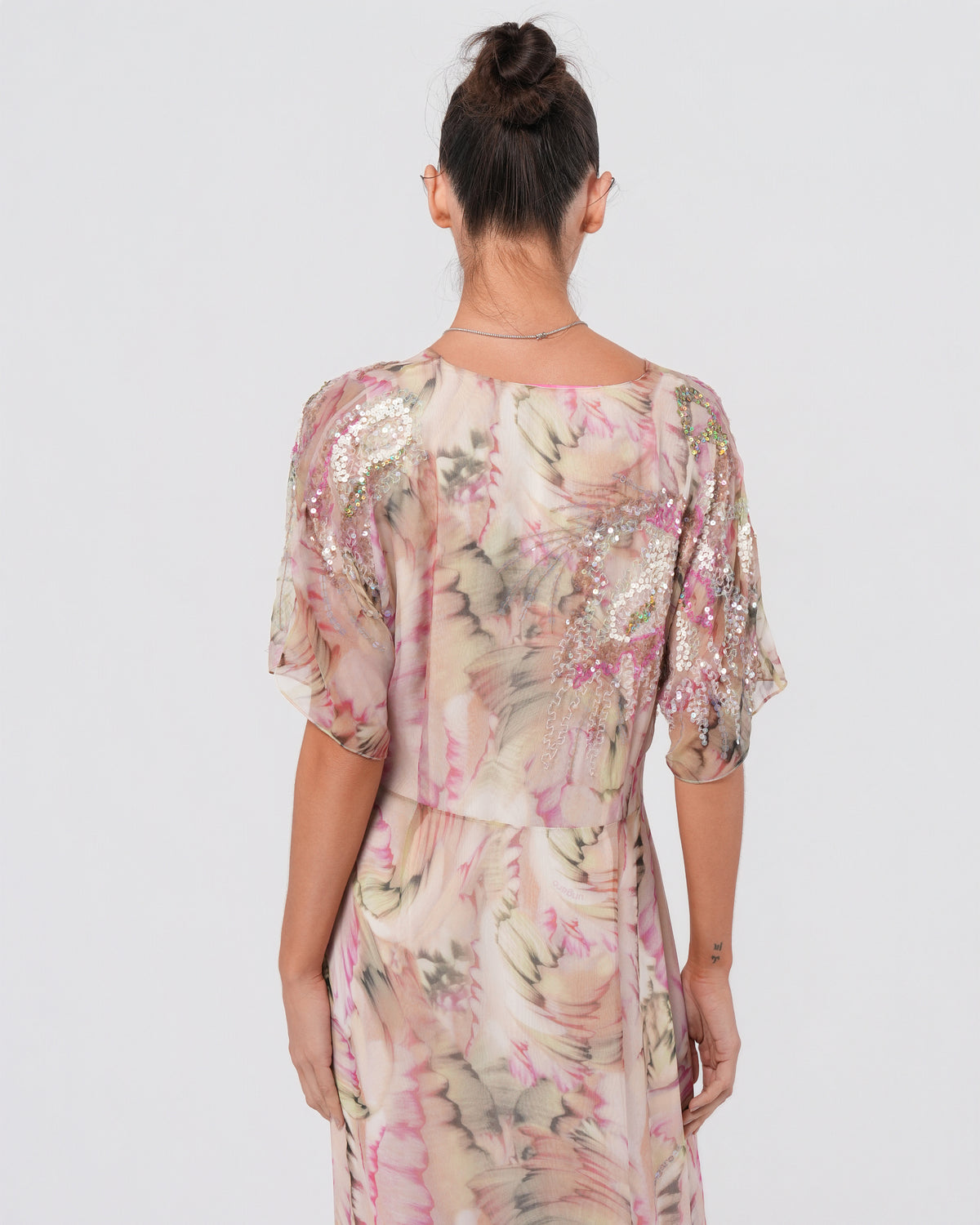 2000s Silk Embellished Floral Gown