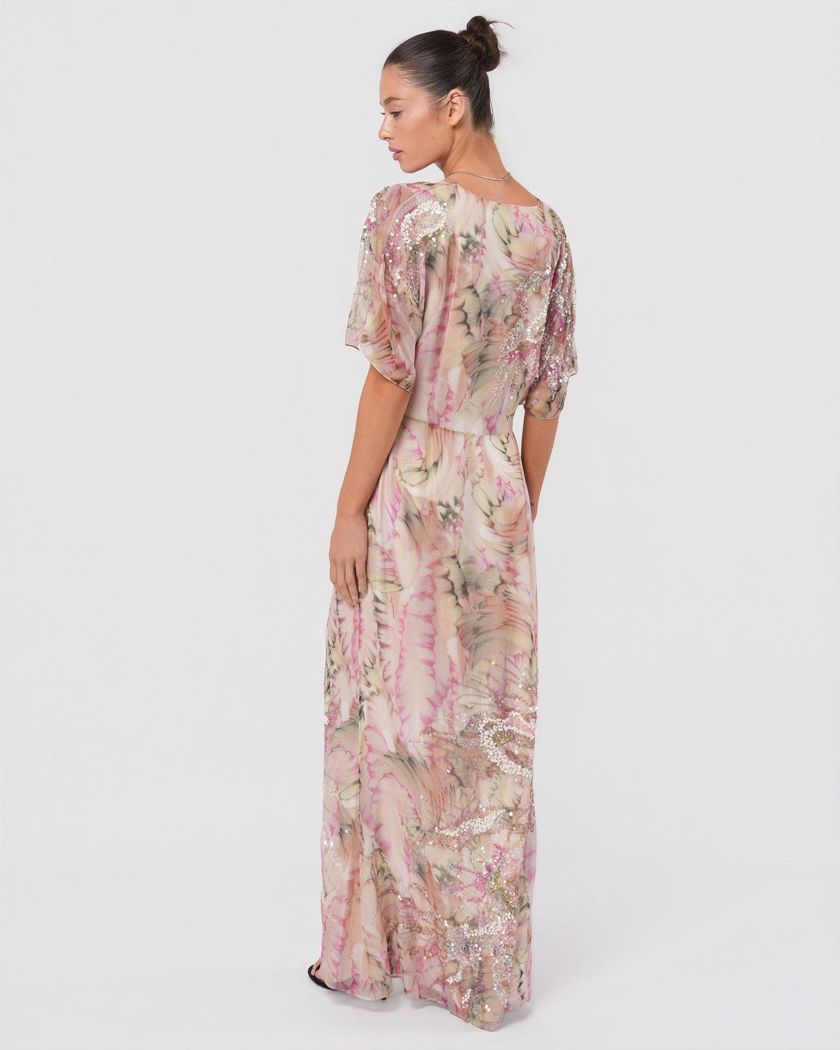 2000s Silk Embellished Floral Gown