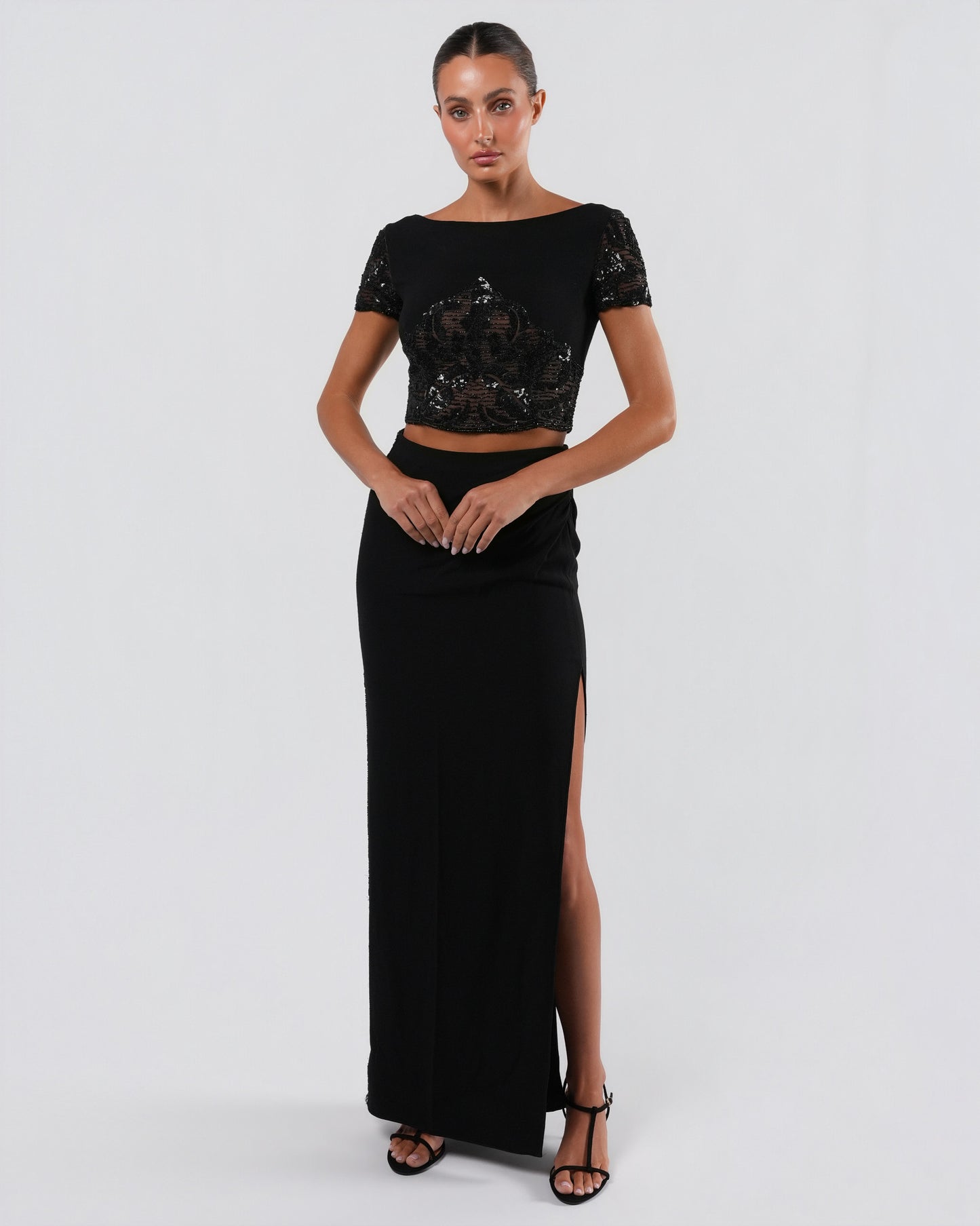 FW 1996 Embellished Runway Top And Skirt Set