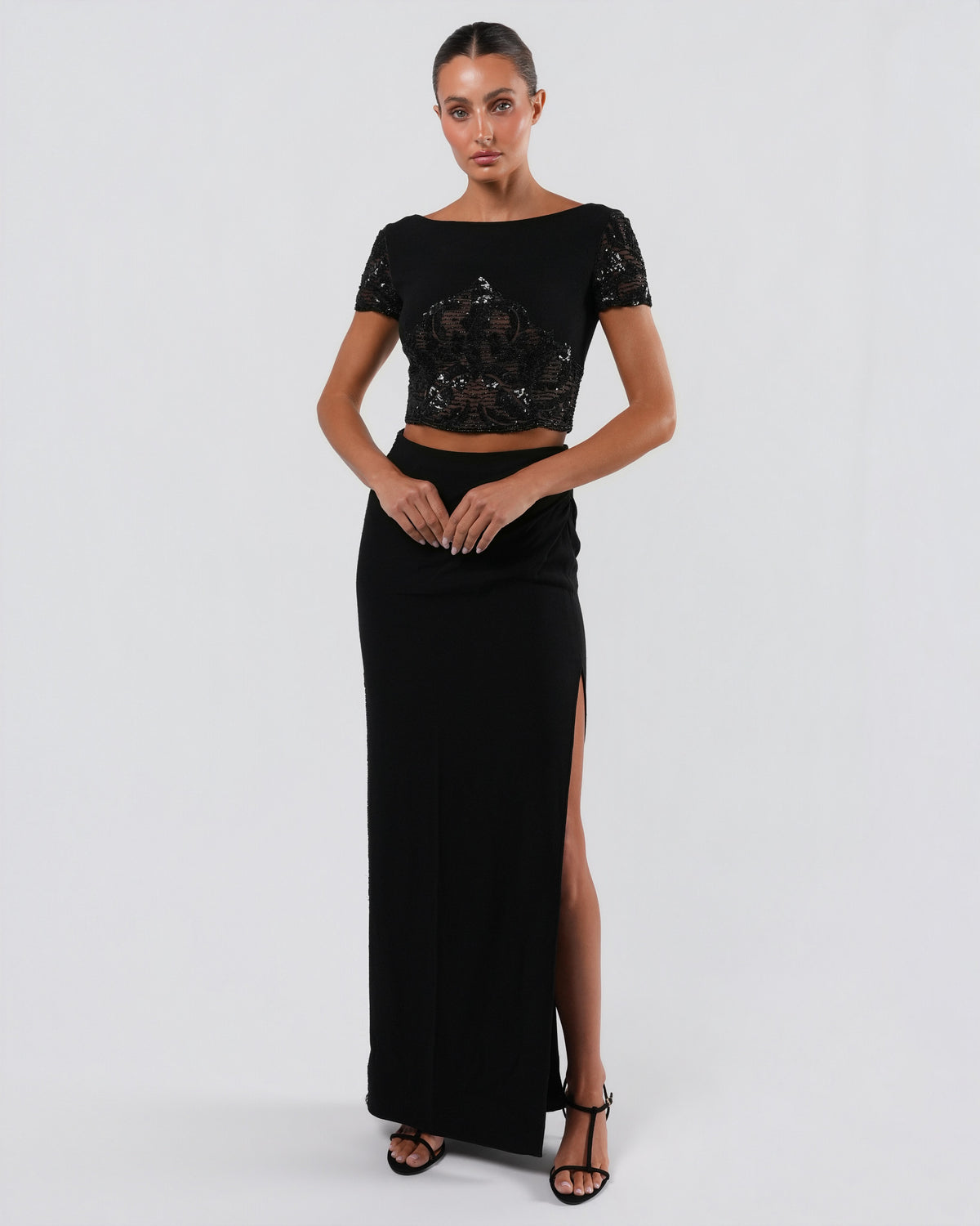 FW 1996 Embellished Runway Top And Skirt Set