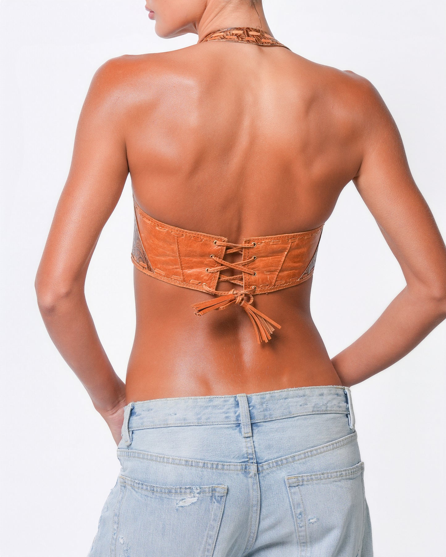 SS 2004 Runway Leather Bustier Top