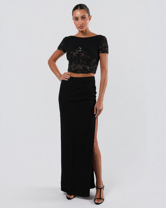 FW 1996 Embellished Runway Top And Skirt Set