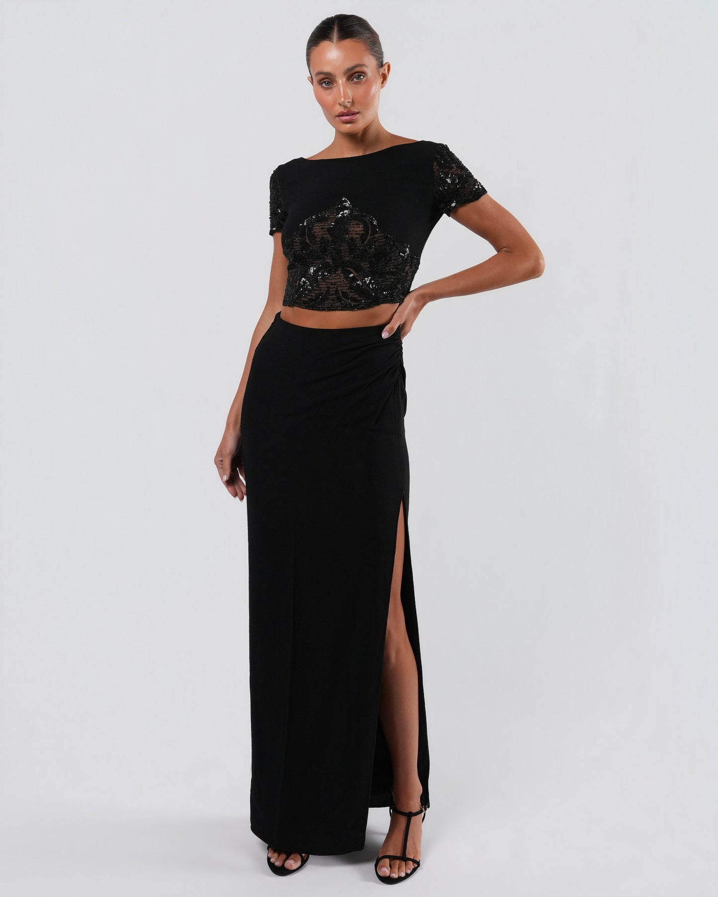 FW 1996 Embellished Runway Top And Skirt Set