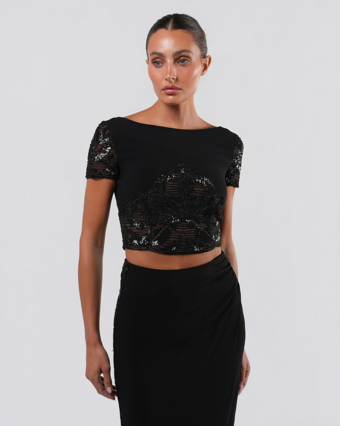 FW 1996 Embellished Runway Top And Skirt Set