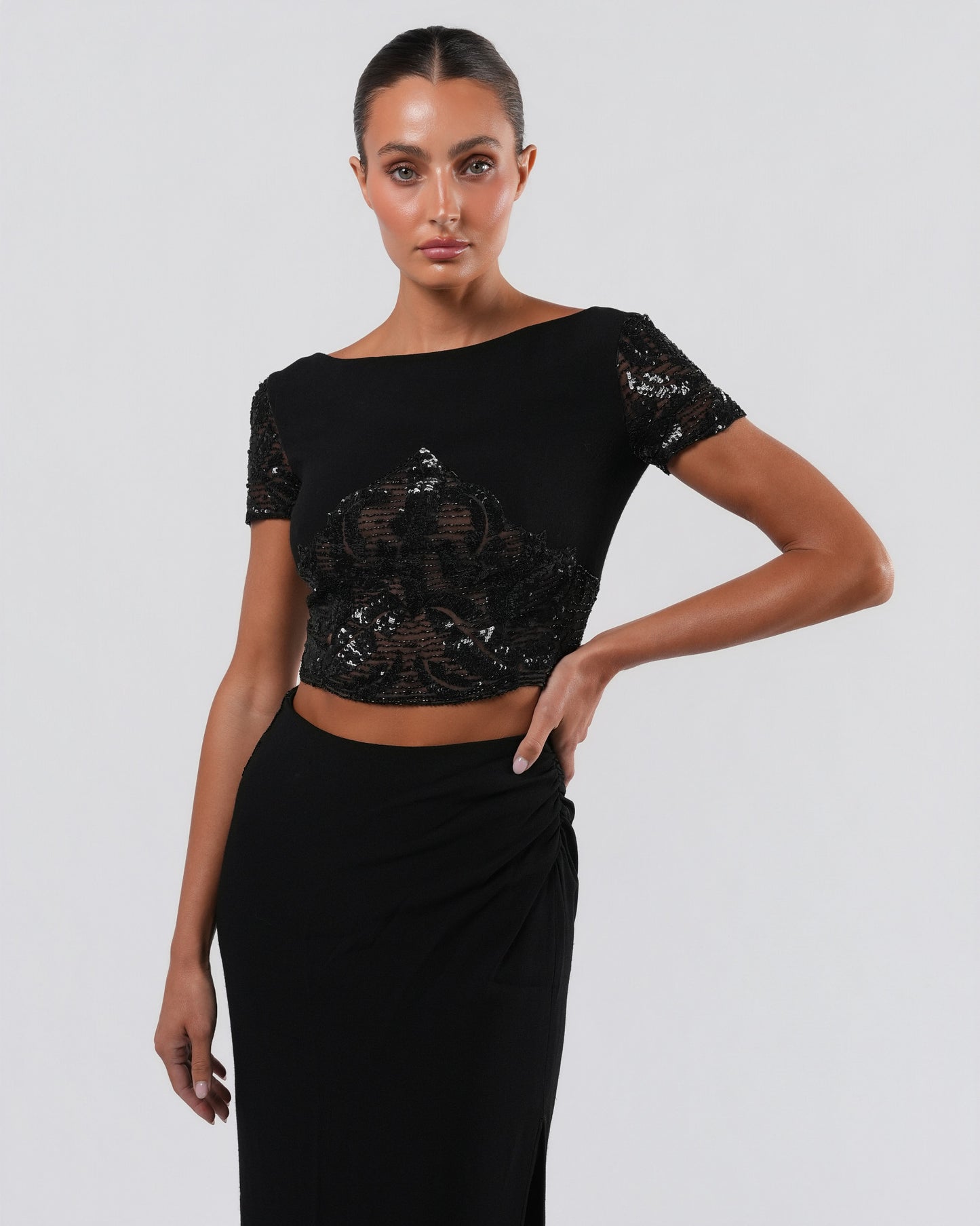 FW 1996 Embellished Runway Top And Skirt Set