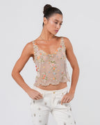 SS 2000 Floral Embroidered Mesh Top