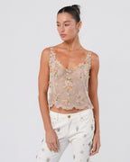 SS 2000 Floral Embroidered Mesh Top