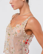 SS 2000 Floral Embroidered Mesh Top