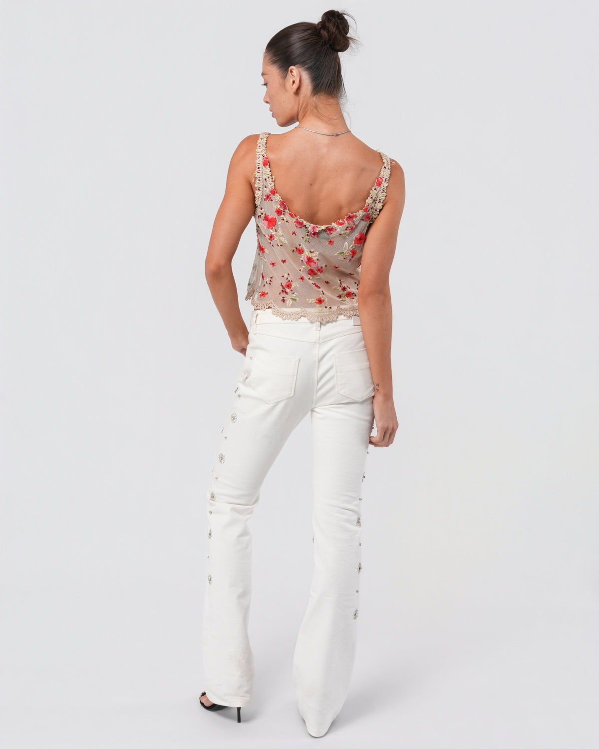 SS 2000 Floral Embroidered Mesh Top