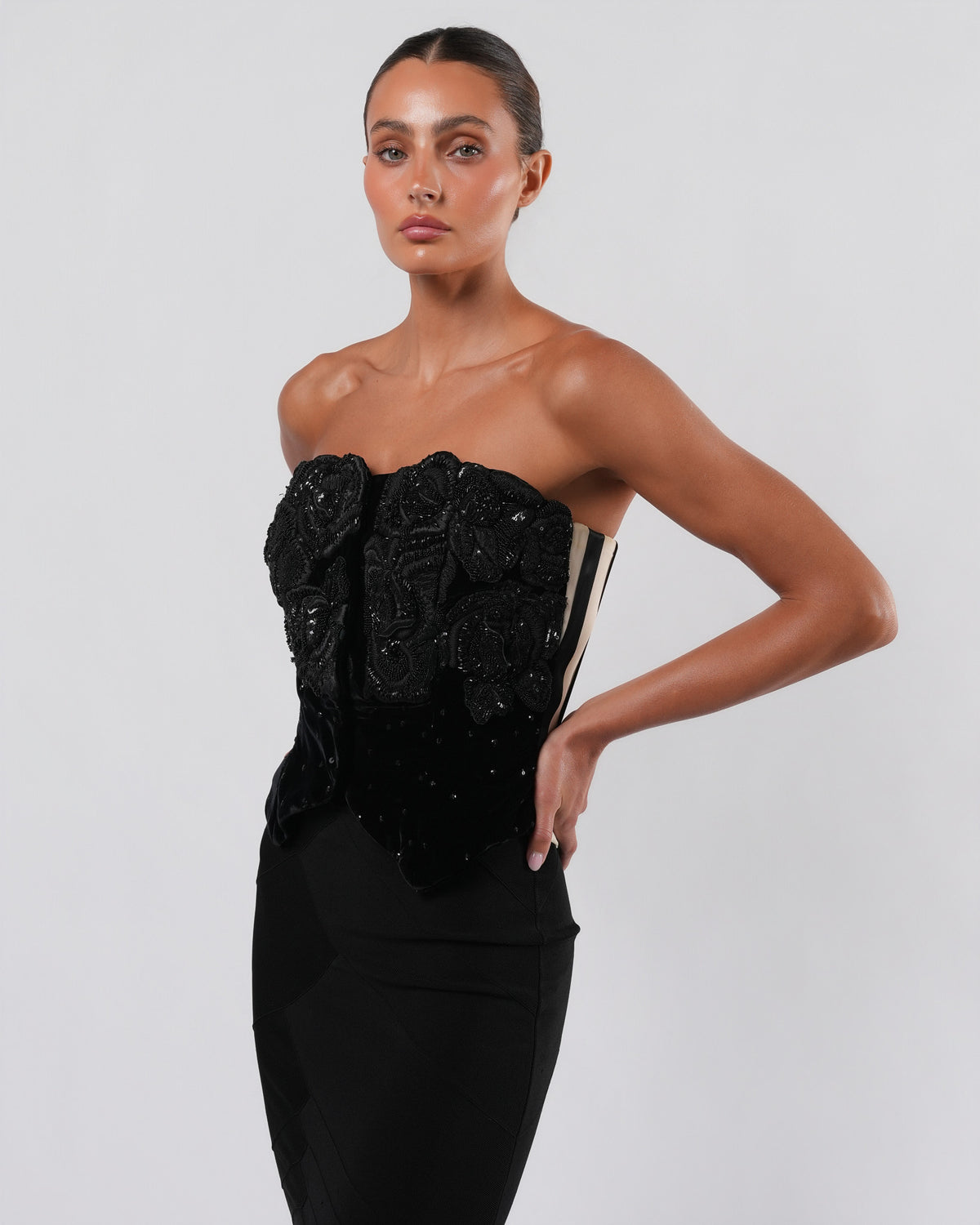 FW 1992 Beaded Velvet Bustier