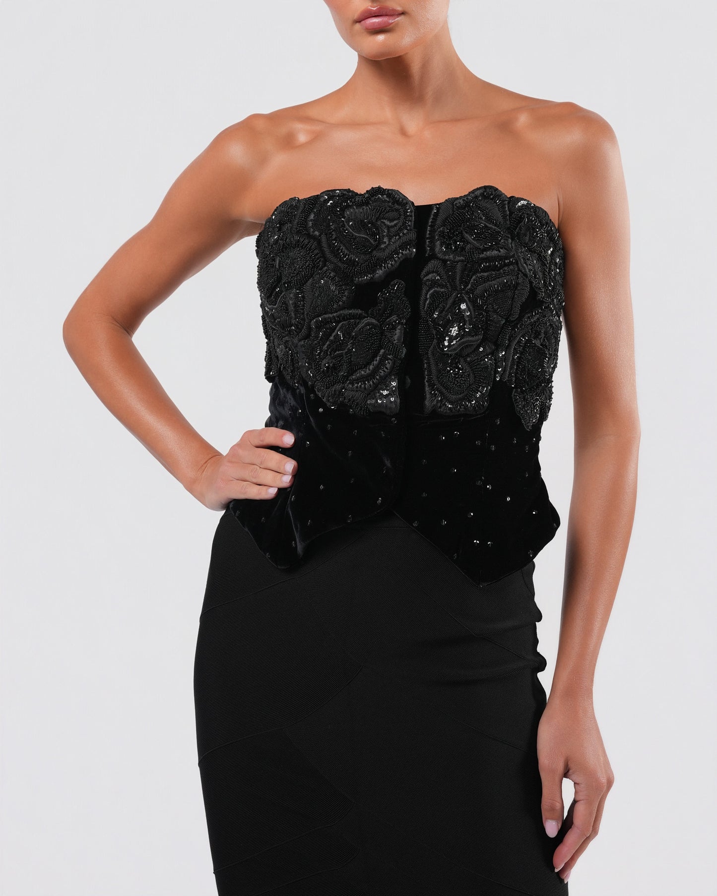 FW 1992 Beaded Velvet Bustier