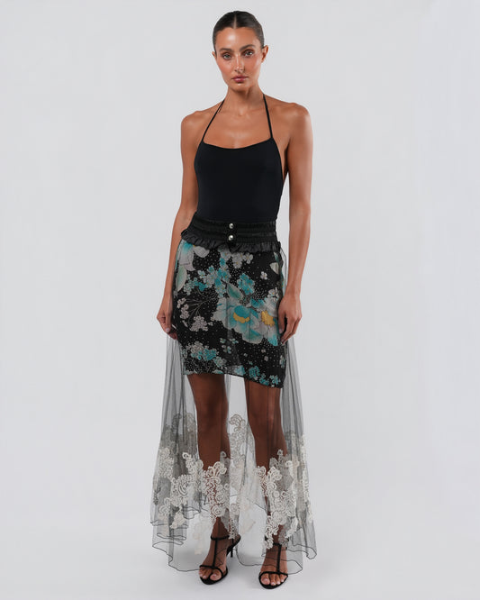 FW 2001 Tulle and Silk Layered Skirt